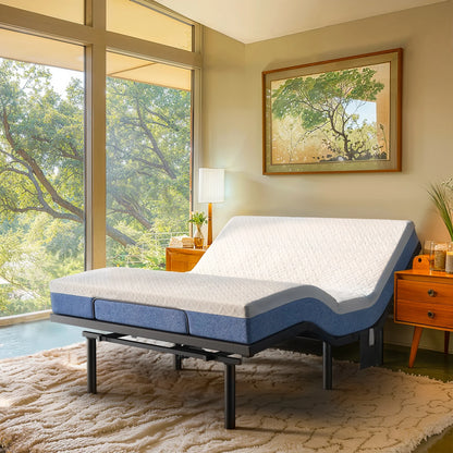 CHITOOMA Electric Adjustable Bed Frame Queen with Massage (4 Modes & 3 Intensities), Wireless Remote, Zero Gravity, 4 USB Ports, Under-Bed Nightlight, 3 Minutes Fast Assembly