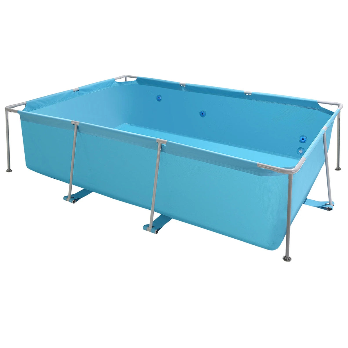 KFFKFF Rectangular Steel Frame Swimming Pool, 118 x 78 x 30 in, Durable Outdoor Family Pool for Backyard, Easy Assembly with Rust-Resistant Design, 1046 Gallon Capacity, Blue