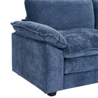 Zimtown Sectional Sofa with Ottoman, L Shaped Convertible Couch with Removable Chaise Chenille Fabric Sofa Set for 4-6 Persons Living Room Furniture Dark Grey