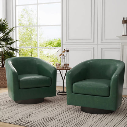 DREAMSIDEA Swivel Barrel Accent Chair for Living Room, Modern Upholstered Round Club Armchair-Cream
