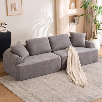 Loveseat Sectional Sofa for Living Room, 65’�?Modern Luxury Plush Chenille Extra Deep Seat Curved Cloud Floor Couch with 3 Throw Pillows for Small Spaces, No Assembly Needed, Sapphire Blue