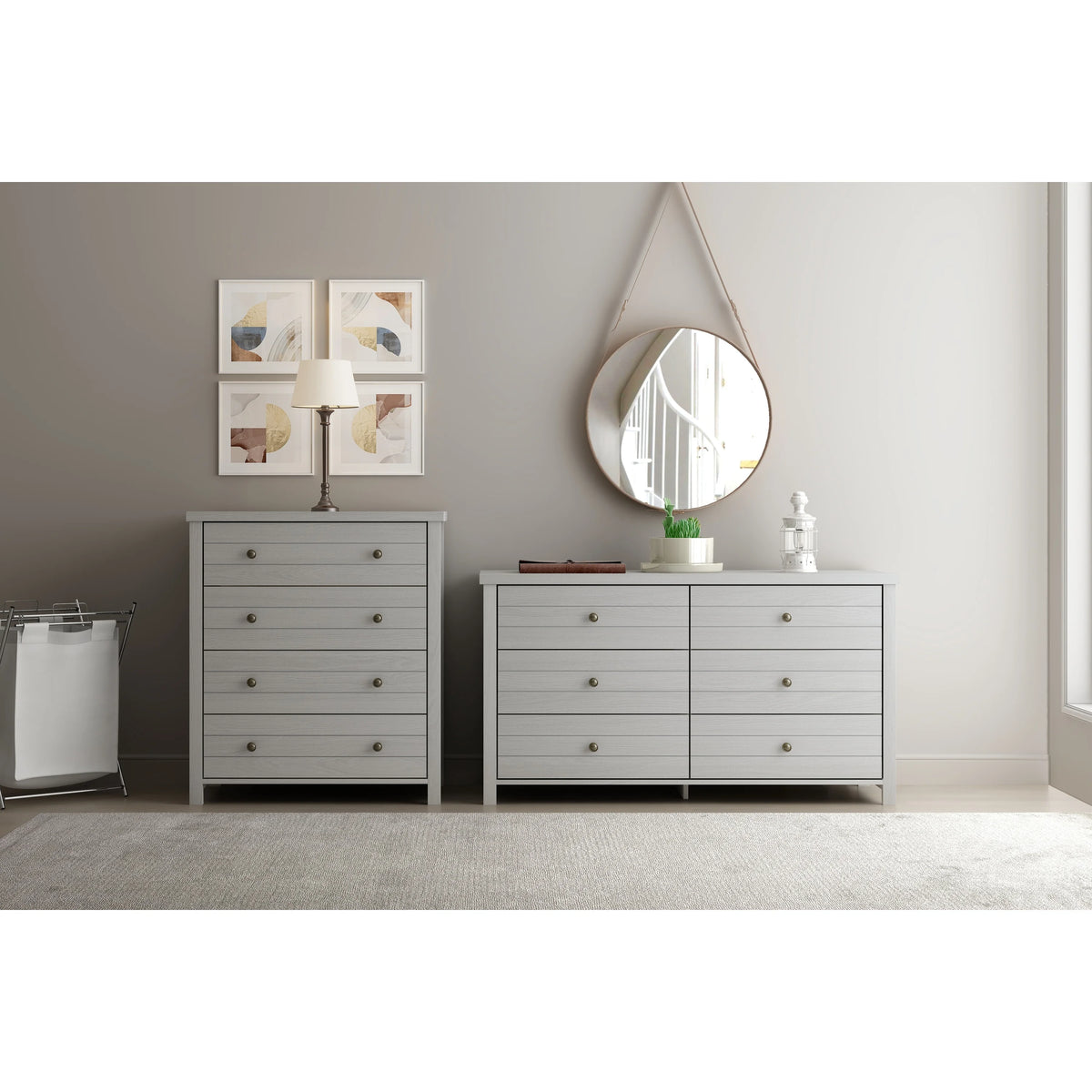 Living Essentials by Hillsdale Harmony Wood 6 Drawer Dresser, Matte White
