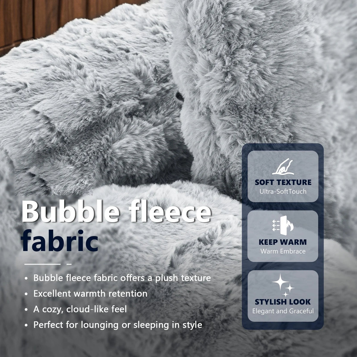 Ktaxon 68" Lounge Chair, Bubble Fleece Fabric Sofa Bed, Boneless Sleeper Chaise with Removable Backrest & Pillow-Top Armrests for Living Room White
