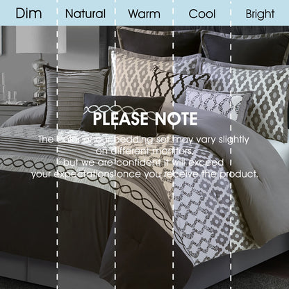 LANCO MODERN LIFESTYLE King Size Comforter Set, Burgundy, 10 Piece Bed in a Bag for All Seasons, Luxury Extreme Comfort Bedding Sets with Bedskirt, Pillow Shams, Euro Shams and Decor Pillows