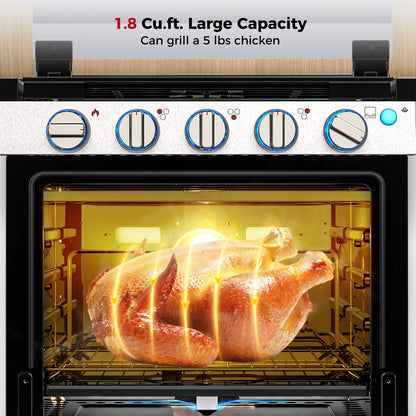 CAMPLUX 21 In RV Stove Gas Range , Gas Range Oven with 3 Burners Cooktop