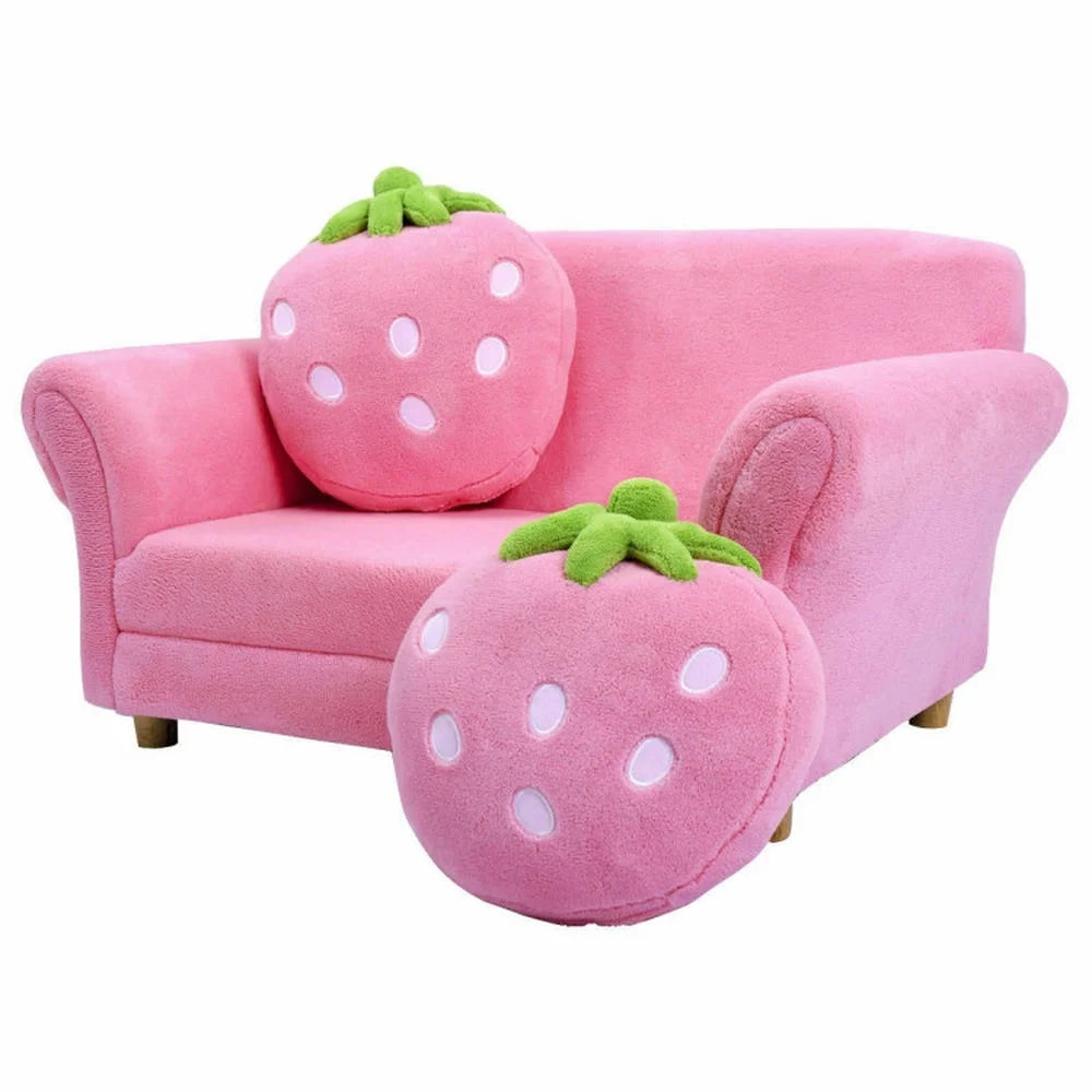 Spaco BL/PI Kids Strawberry Armrest Chair Sofa-Pink, Kids Couch for Kids
