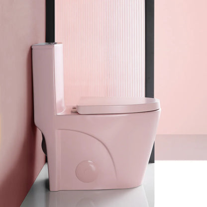 GINOST 1.1/1.60 GPF Dual-Flush One Piece Toilet, Water-Saving Elongated Comfort Height Floor Mounted, Soft Close 1000 Gram Map Flushing Score Toilet, Rose 23T01-RS