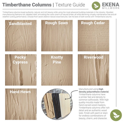 Ekena Millwork 18"W x 5'H Hand Hewn Endurathane Faux Wood Non-Tapered Square Column Wrap with Standard Capital & Base
