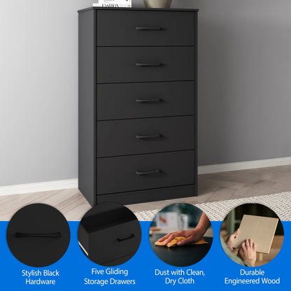 Mainstays Ardent 5 Drawer Dresser, Black