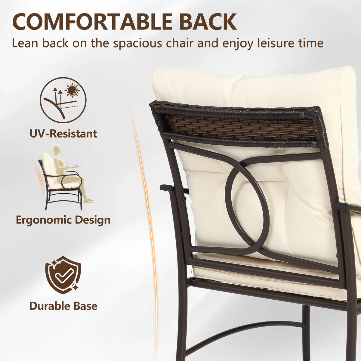 Patio Sofa Set, 4 Pieces Outdoor Sectional Furniture, All-Weather PE Rattan Wicker Patio Conversation Set, Cushioned Sofa Set with Coffee Table for Patio Garden Poolside Deck