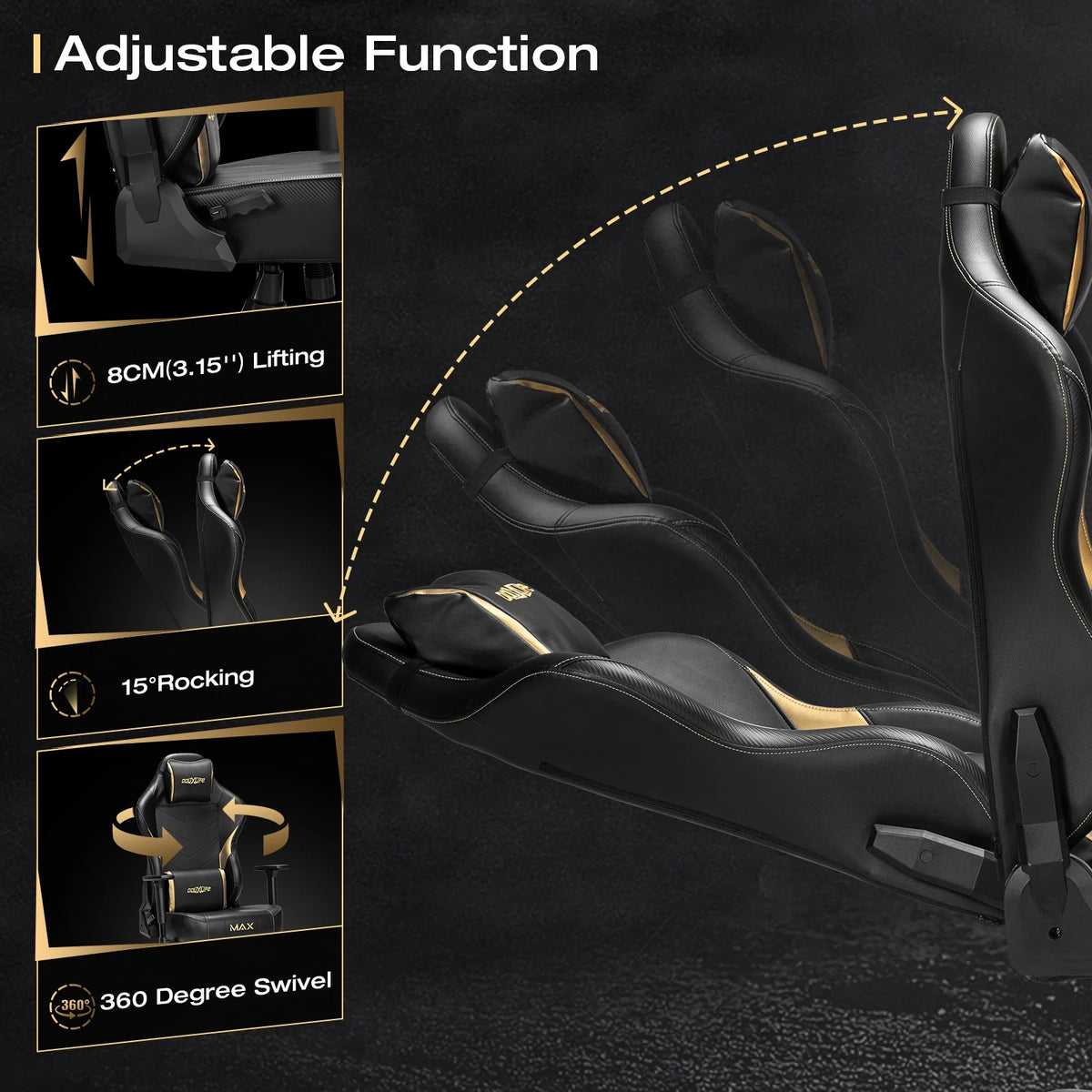 Douxlife Massage Gaming Chair, Spring Cushion, Breathable Fabric Gaming Chair with Footrest, Ergonomic Computer Chair for Adults & Kids