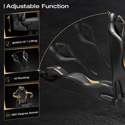 Douxlife Massage Gaming Chair, Spring Cushion, Breathable Fabric Gaming Chair with Footrest, Ergonomic Computer Chair for Adults & Kids