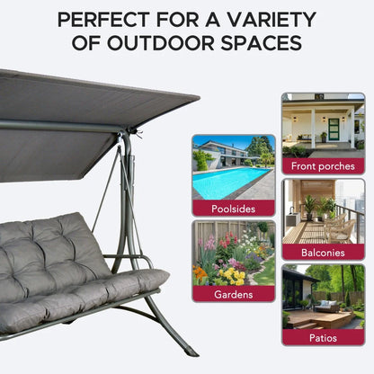 Made in Italy SUNJOY Outdoor Porch Swing, 2 Seat Patio Metal Swing with Adjustable Canopy
