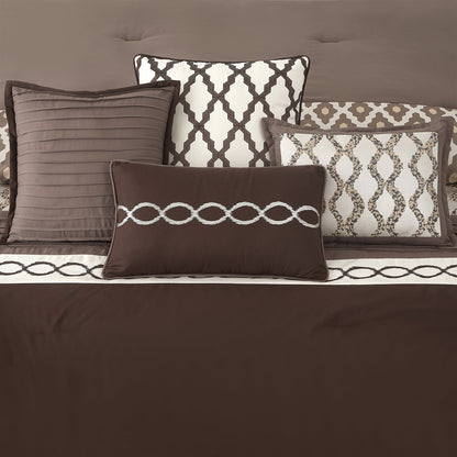 LANCO MODERN LIFESTYLE King Size Comforter Set, Burgundy, 10 Piece Bed in a Bag for All Seasons, Luxury Extreme Comfort Bedding Sets with Bedskirt, Pillow Shams, Euro Shams and Decor Pillows