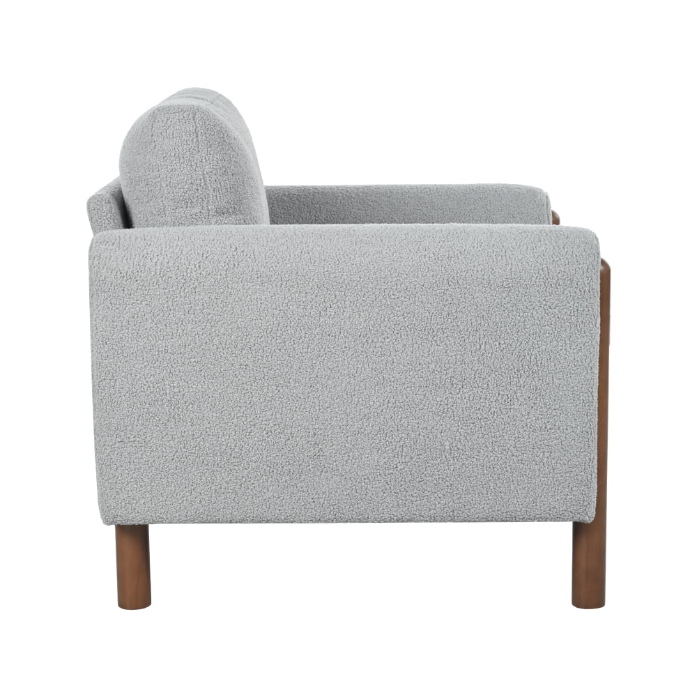 Oversized Accent Chair, Upholstered Living Room Chairs Single Sofa Chair with Walnut Legs, Curved handrail, Green