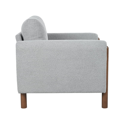Oversized Accent Chair, Upholstered Living Room Chairs Single Sofa Chair with Walnut Legs, Curved handrail, Green