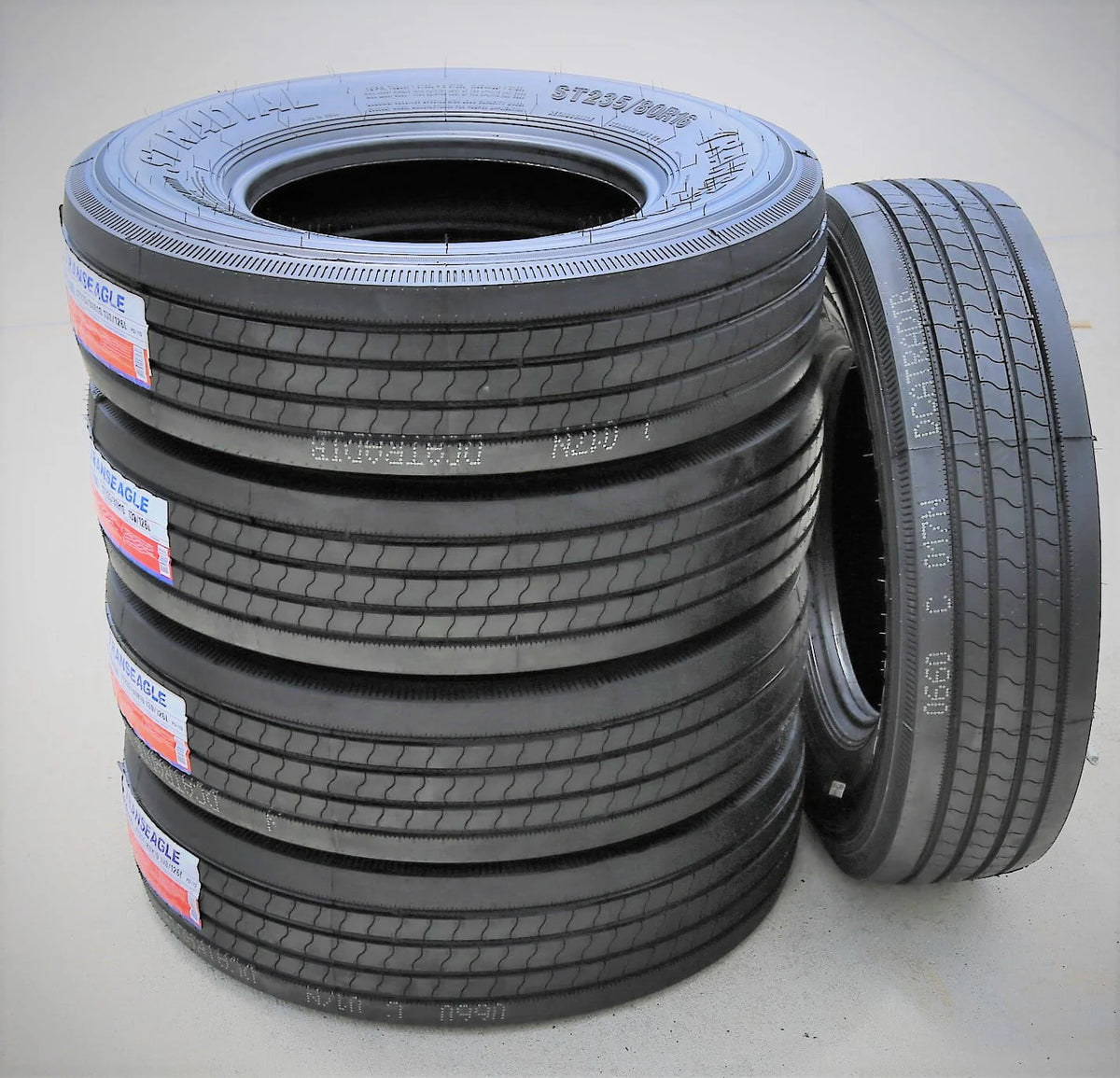 Set of 4 (FOUR) Transeagle All Steel ST Radial ST 235/80R16 Load H (16 Ply) Trailer Tires
