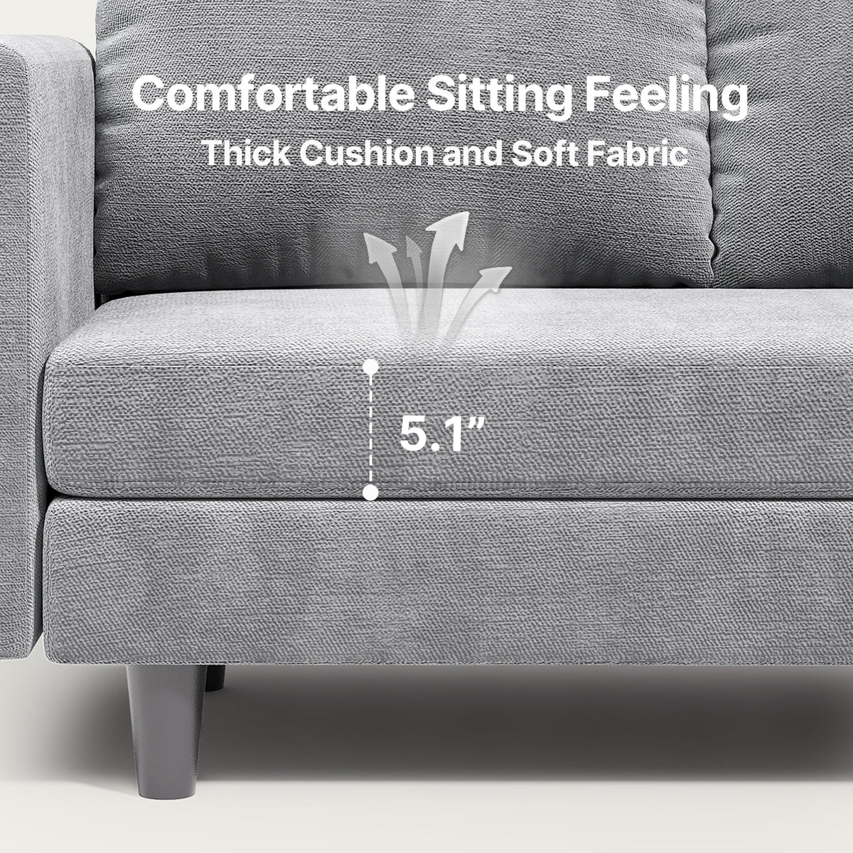 106" Modular Sectional Sofa Bed with Storage Ottoman, Lofka Modern Comfy Couches and Sofas with Side Pockets for Small Spaces, Living Room Furniture in Dark Gray