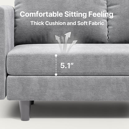 106" Modular Sectional Sofa Bed with Storage Ottoman, Lofka Modern Comfy Couches and Sofas with Side Pockets for Small Spaces, Living Room Furniture in Dark Gray