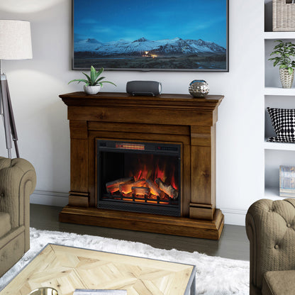 Tresanti Norah 52.9' Mantel with Corner Extension and ClassicFlame Electric Fireplace