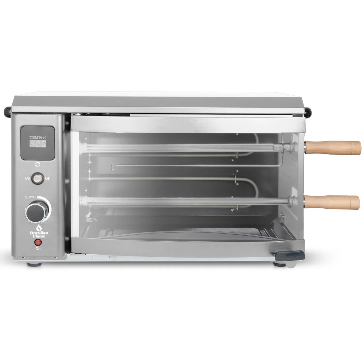 Brazilian Flame 2-Skewer Brazilian Rotisserie Electric Grill in Red