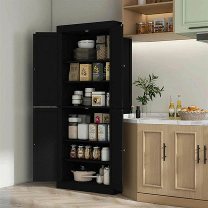 Demi Bonn 72" Large Kitchen Cabinet, Pantry Storage with Doors & Shelves, Freestanding Food Pantry Cabinet, Space-Saving Storage Solution, White
