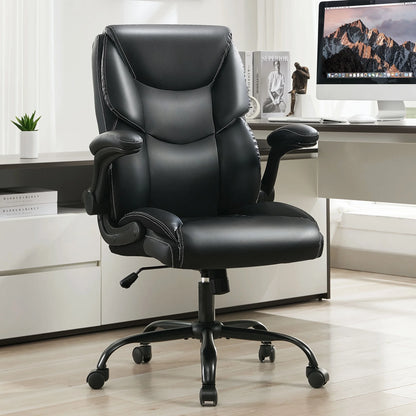 JONPONY Big and Tall Office Chair Wide Seat Ergonomic Computer Desk Chair High Back Executive Leather Chair Adjustable Task Chair Lumbar Back Support 8 Hours Heavy Duty Design,Black