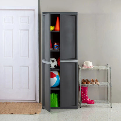 Sterilite 4 Shelf Cabinet Plastic, Flat Gray