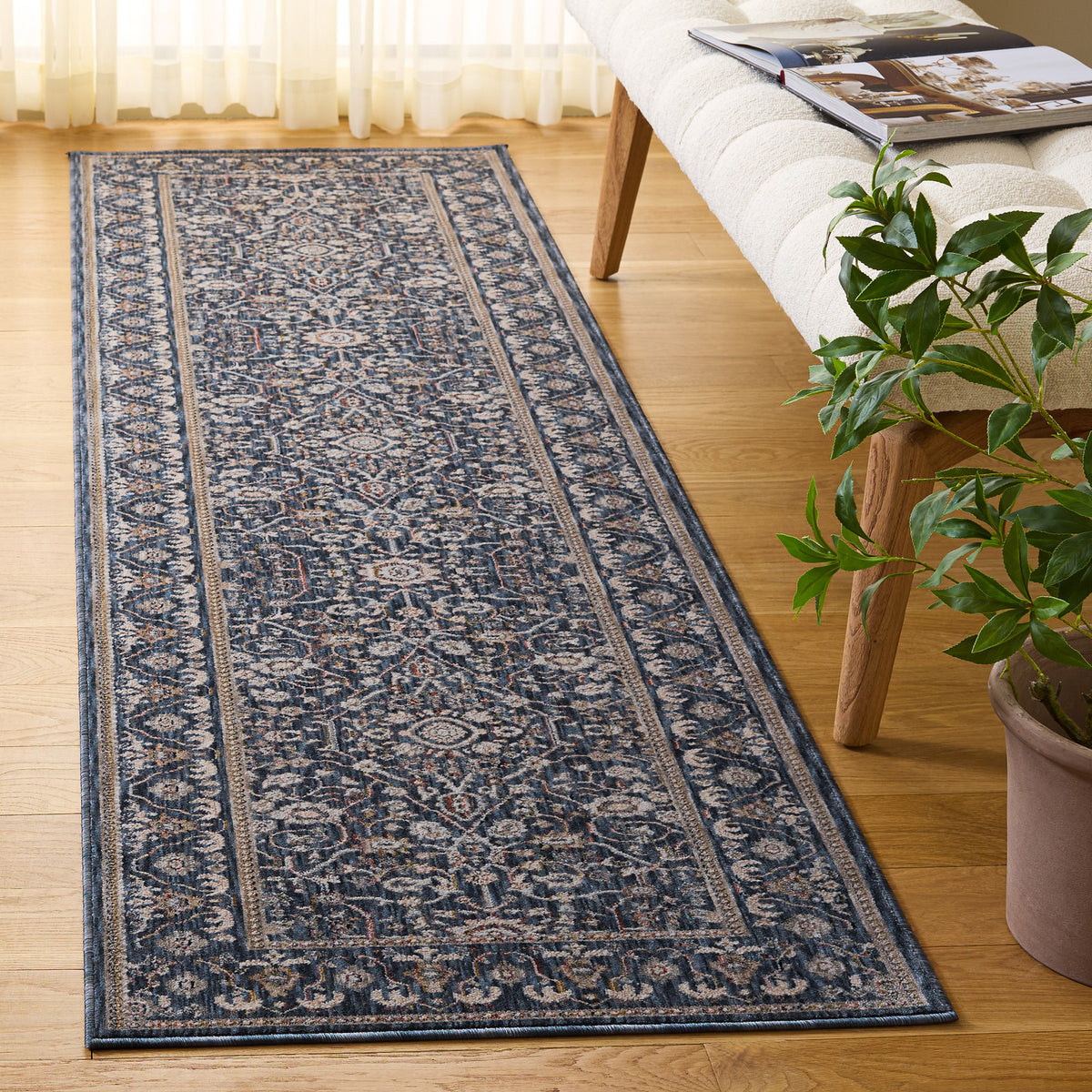 Safavieh Sutton Runner Rug, Navy Beige, 2’2” x 8’