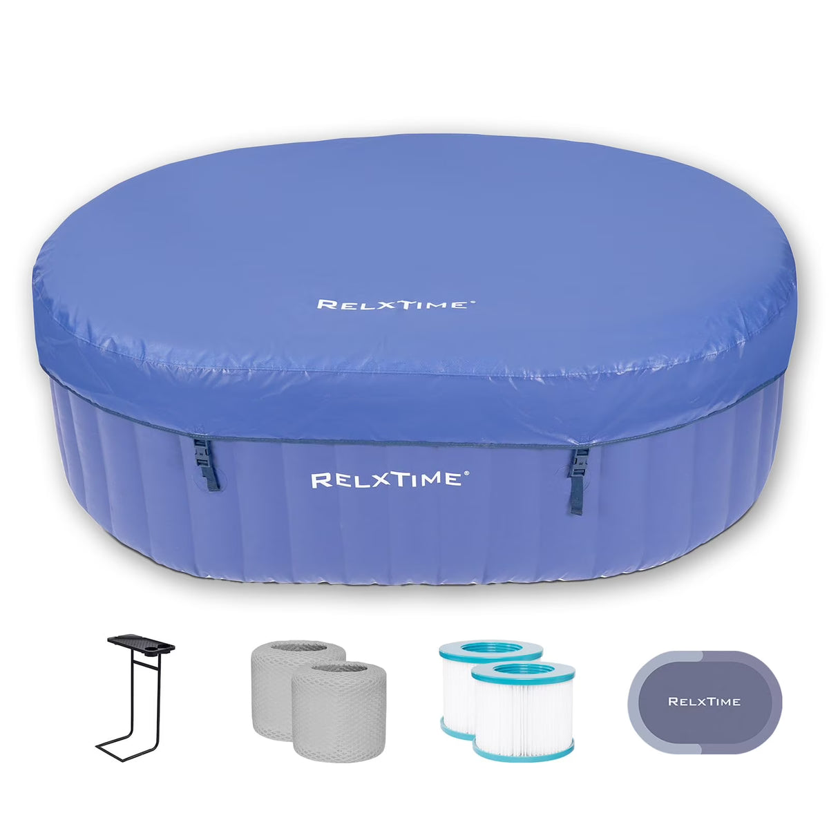 RELXTIME 2 Person Oval Inflatable Hot Tub Set, Blue