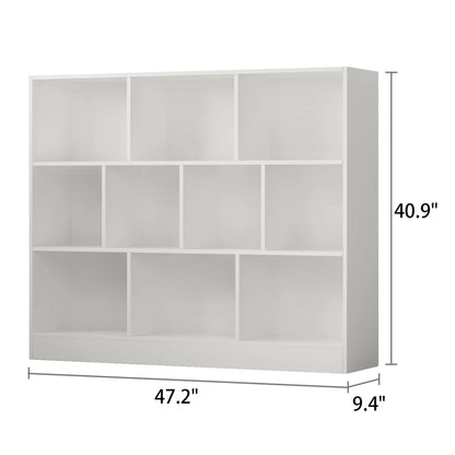 FUFU&GAGA 10-Cube Storage Shelf, Multipurpose Cubby Shelving Unit Display Storage Bookcase Bookshelf, Storage Cubes Organizer Cabinet for Home Office Living Room Bedroom, White(L 47.2in)