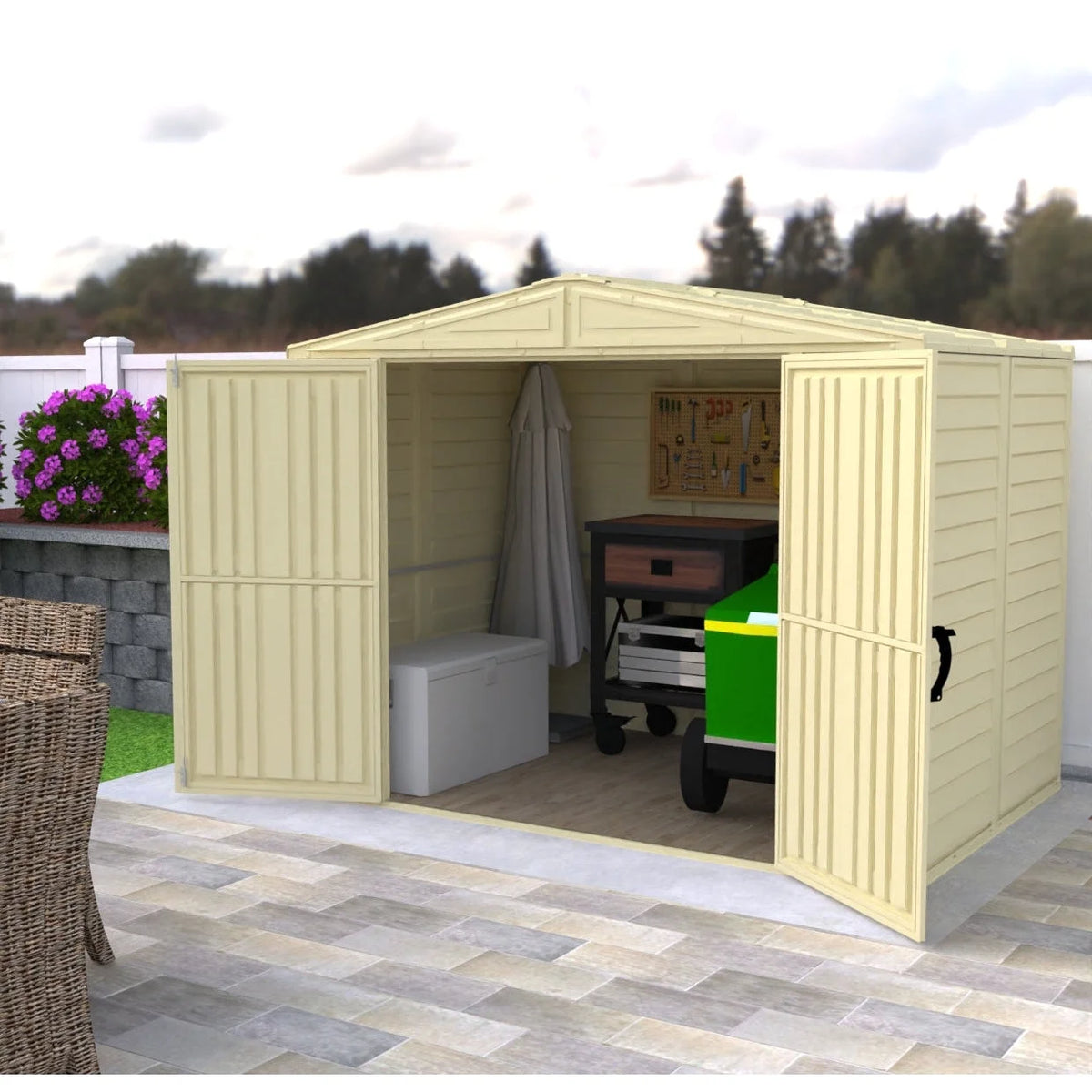 Duramax 8ft x 5.5ft Duramate Vinyl Shed with Foundation