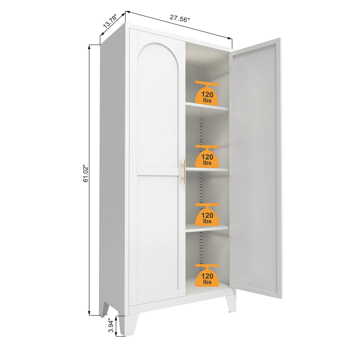 Homy Casa 70.8" White Tall Storage Cabinet with 4 Adjustable Shelves for Kitchen, Pantry Cupboard