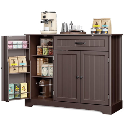 Coffee Bar, Lofka 42" Kitchen Storage Cabinet, Sideboard Buffet Cabinet with 8 Shelves, 1 Drawer