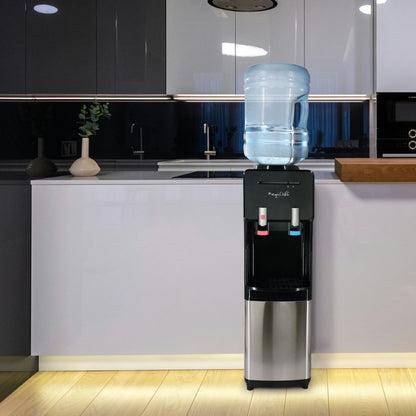 MegaChef Stainless Steel Bottom Load Hot and Cold Water Dispenser 5 Gallon Water Cooler
