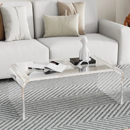 Ageszoe Coffee Table with Storage Shelf ,Acrylic Modern Clear End Table,Kid's Table for Livingroom, 32"L x 16"W x 16"H"