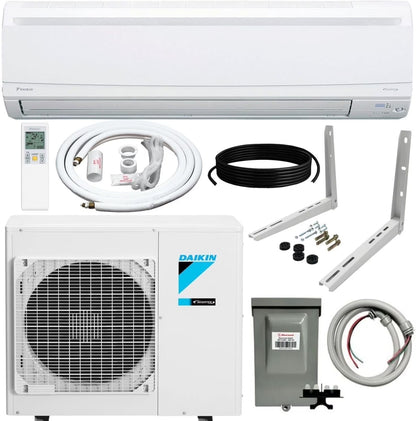 Daikin 15,000 Btu 20 SEER2 LV Series Ductless Mini-Split Wall Mount Heat Pump Air Conditioner with 15' Installation Kit, Wall Bracket, 1/2 Electric Whip, 30A Fuse -230V