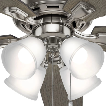 Hunter - Amberlin Indoor Ceiling Fan With Light, 52-inch, Brushed Nickel, Casual-style, 3-speed WhisperWind Motor, 53216, for Living Rooms, Bedrooms