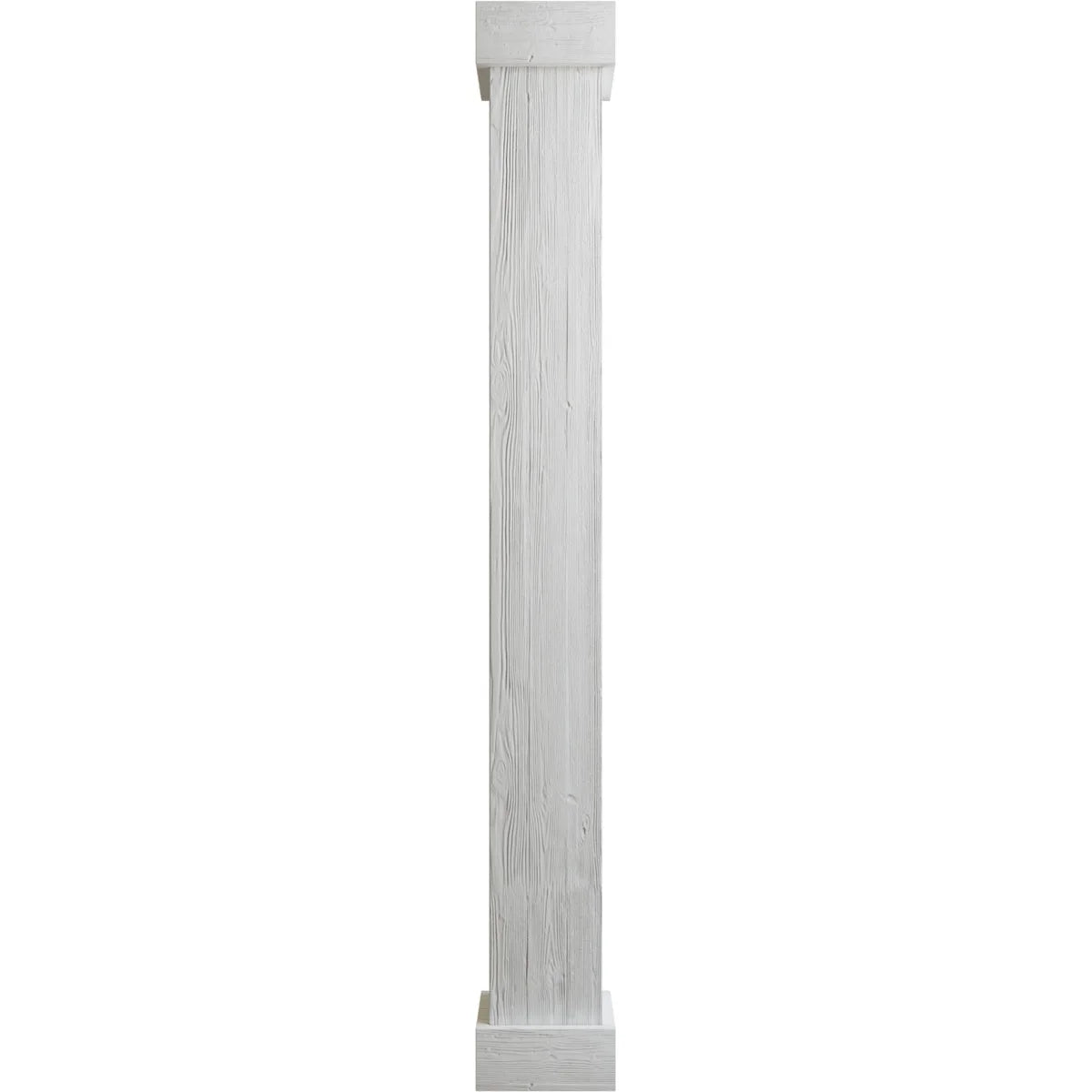 Ekena Millwork 18"W x 5'H Hand Hewn Endurathane Faux Wood Non-Tapered Square Column Wrap with Standard Capital & Base