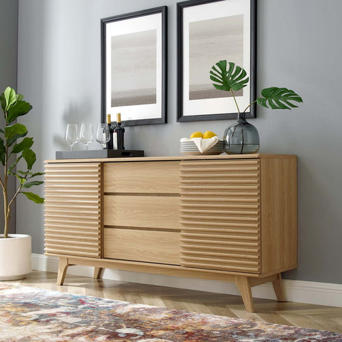 Modway Render 63" Sideboard Buffet Table or TV Stand in Oak
