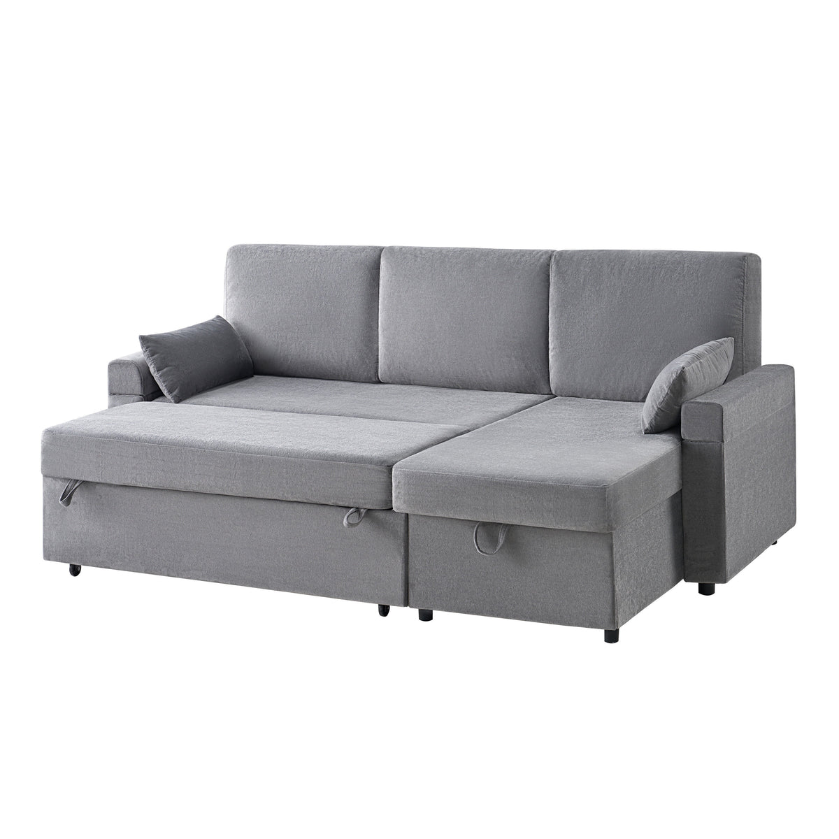 VANACC Sofa Bed, Adult Sleeper Sofa with Storage Chaise, Pull Out Couch for Bed Room, Gray Chenille