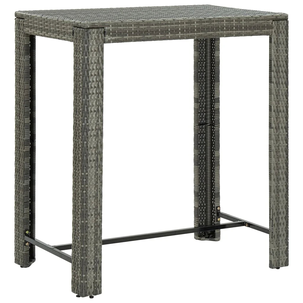 vidaXL Patio Bar Set Outdoor Bistro Set Bar Stool Bistro Table Poly Rattan