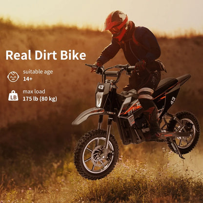 COZONY 36V Kids Electric Dirt Bike,15.5MPH Kids Electric Motorcycle W/ 350W Brushless Motor��LED lights, Air-Filled Tires, Leather Seat,Disc Brake,Max Load 175 Lbs,for Kids Ages 14+ Teenagers, Black
