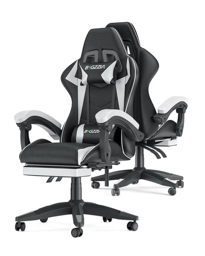 Bigzzia Gaming Chair with Footrest, Gaming Chair for Adult with Headrest and Lumbar Support,Red
