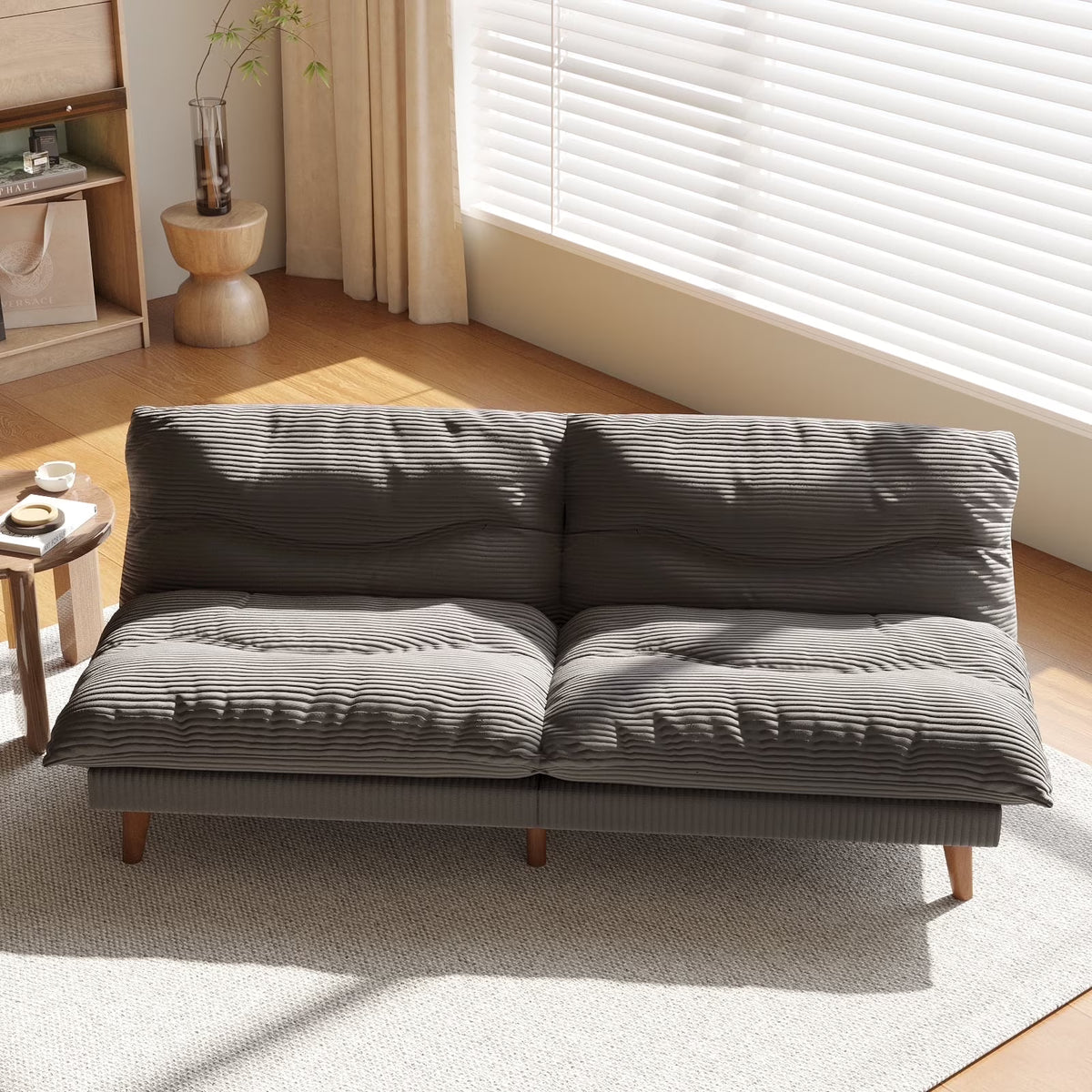NYBOPAVIS 69" Futon Convertible Sofa Bed, Corduroy Loveseat Sofa Couch for Small Space Green