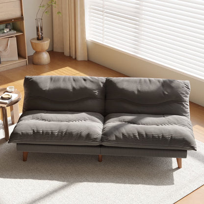 NYBOPAVIS 69" Futon Convertible Sofa Bed, Corduroy Loveseat Sofa Couch for Small Space Green