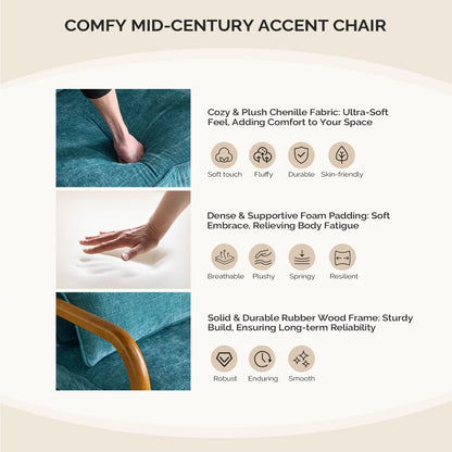 Ktaxon Accent Chair Corduroy Upholstered Armchair, Reading Club Chair with Pillow and Solid Wood Frame for Living Room Bedroom Furniture Off White