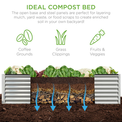 Best Choice Products 8x4x2ft Outdoor Metal Raised Garden Bed, Planter Box for Vegetables, Flowers, Herbs - Gray