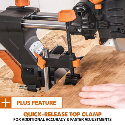 Evolution R255SMS-DB+: Dual Bevel Sliding Miter Saw With 10 in. Multi-Material Cutting Blade