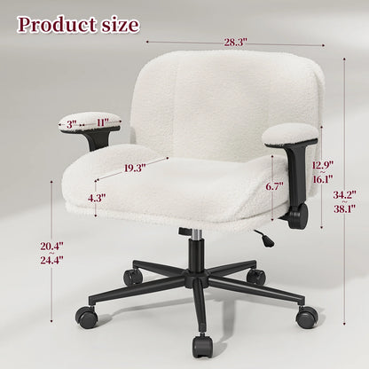 Romorgniz Criss Cross Chair with Adjustable Arms & Lumbar Support Office Chair with Reclining Back, Thick Cushion & Wheels for Office, Gaming, Reading, Vanity, Off-White